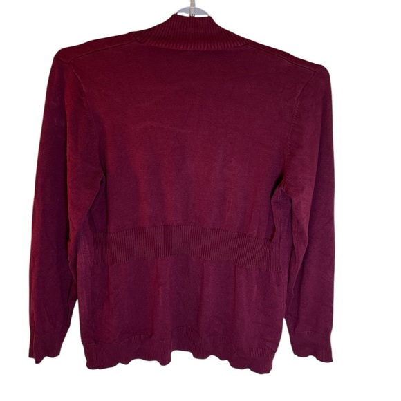 Women's Burgundy Open Front Sweater Sz 16 - Picture 2 of 3